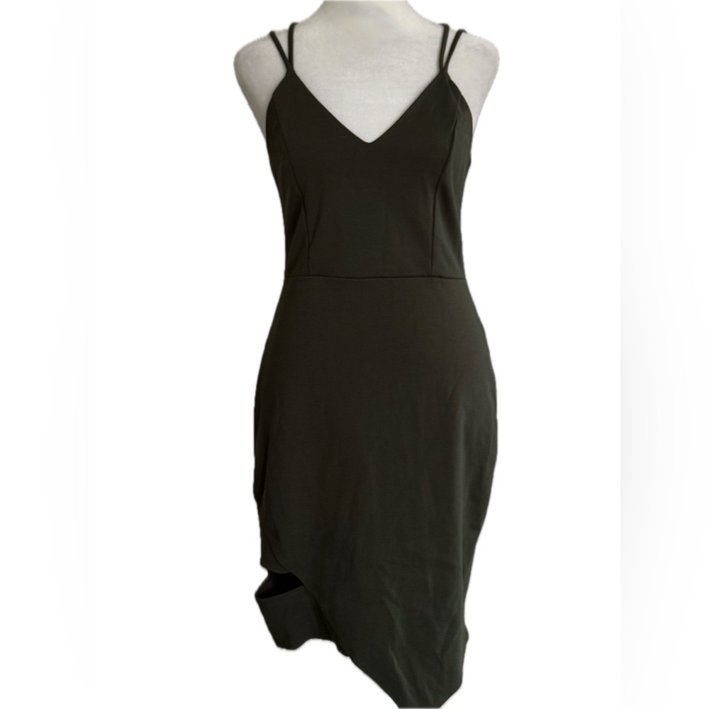 Charlotte Russe Women’s Asymmetrical Sleeveless Cutout Olive Dress